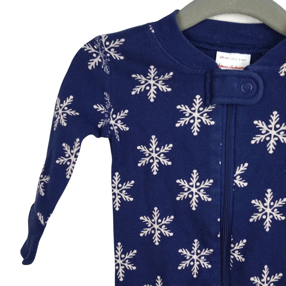 Hanna Andersson Baby Snowflake Print Organic Cotton Footless‎ Pajamas 3-6 Months